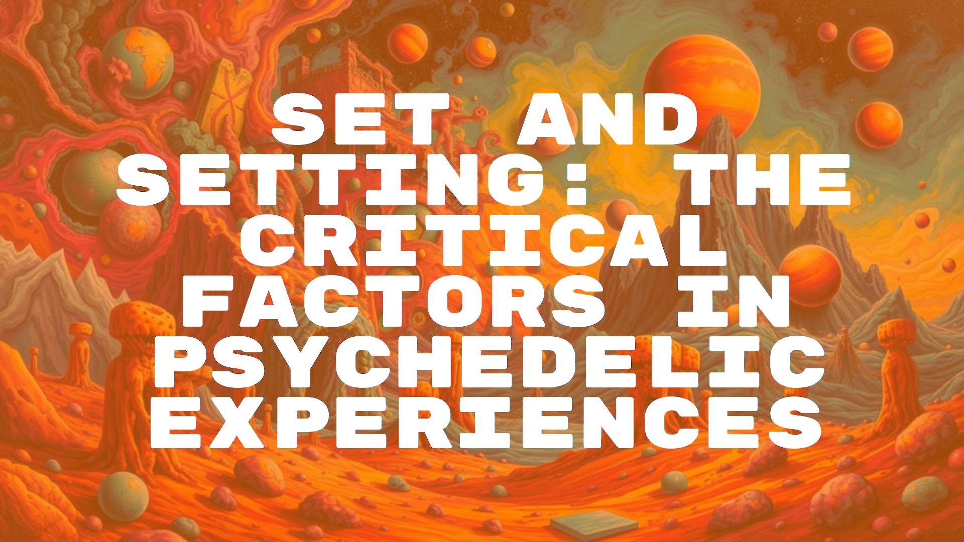 Psychedelic mind and environment, vibrant colors, surreal landscape, introspective mood, abstract representation of inner and outer worlds blending.
