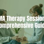 A professional therapy session with a patient and therapist in a calm, clinical setting, MDMA molecule illustration subtly in the background, warm and hopeful lighting, realistic style.