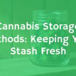 A glass jar with fresh cannabis buds inside, placed on a wooden shelf with soft lighting, highlighting freshness and proper storage, realistic.