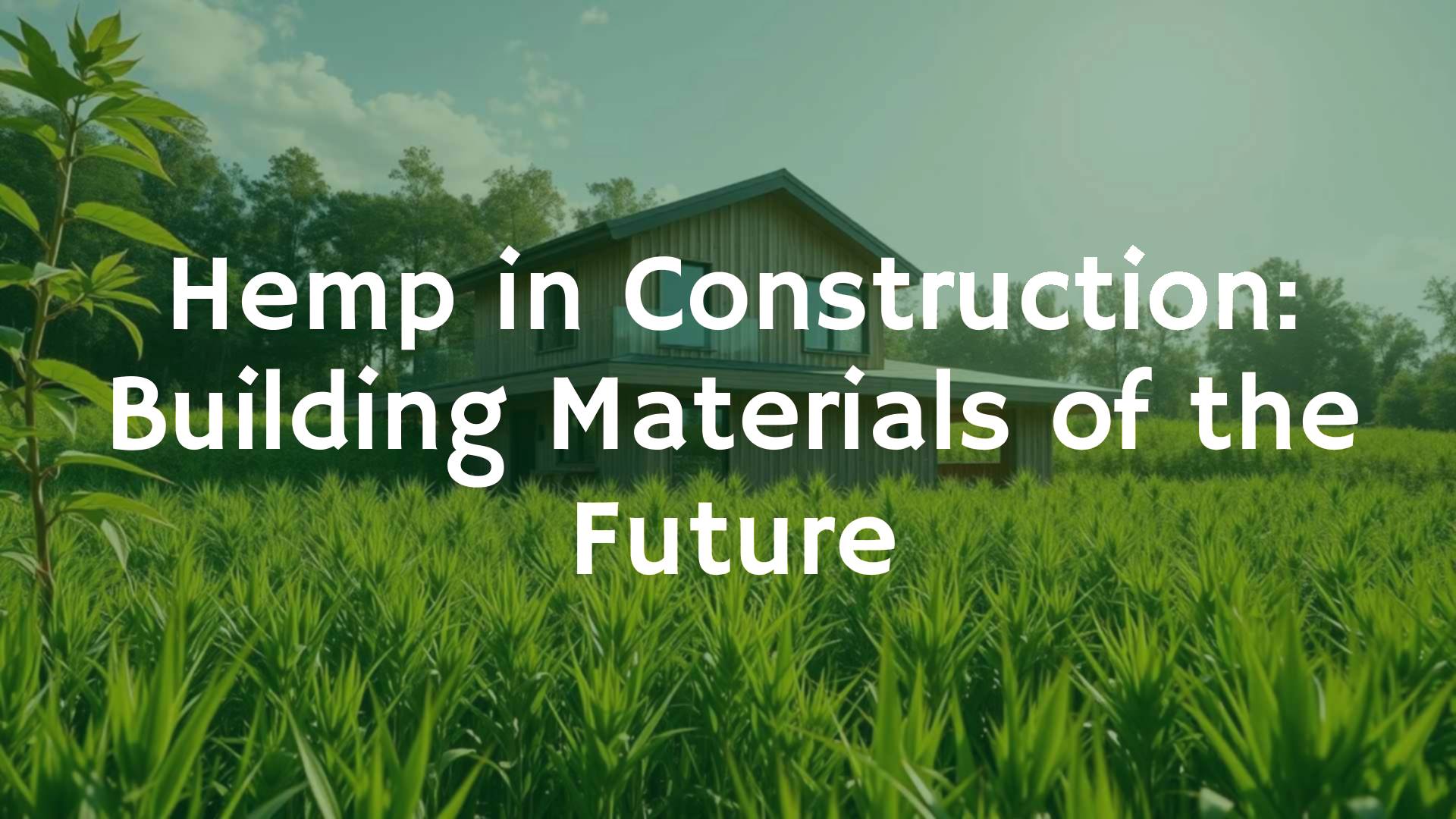 A modern sustainable house with hemp-based construction materials, surrounded by green hemp fields, sunny day, eco-friendly vibe, realistic.
